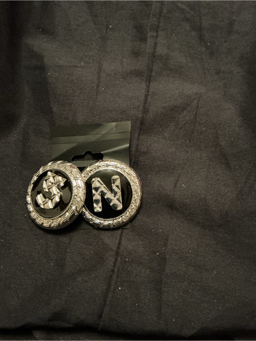 Silver Tone Round 'N' Monogram Earrings - Classic Silver Women’s Jewelry